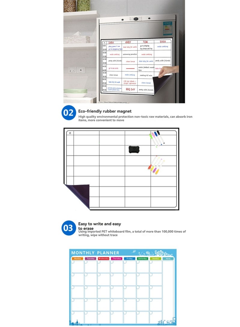 Colored Monthly Planner With White Background, Fridge Magnet, Strong Dry Erase Magnetic Planner, Monthly And Weekly Planner, Anti-Fouling Magnetic Whiteboard Calendar, Magnetic Calendar Message Board, Dry Erase Soft Whiteboard - Image 3